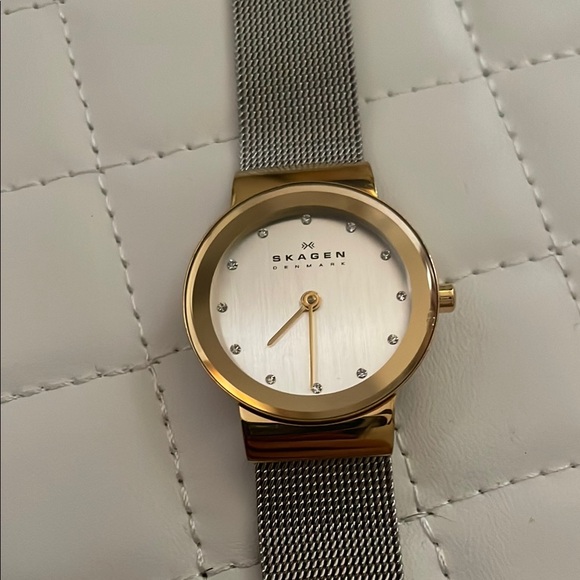 Skagen Gold-Tone and Silver Mesh Women's Watch - Picture 1 of 4